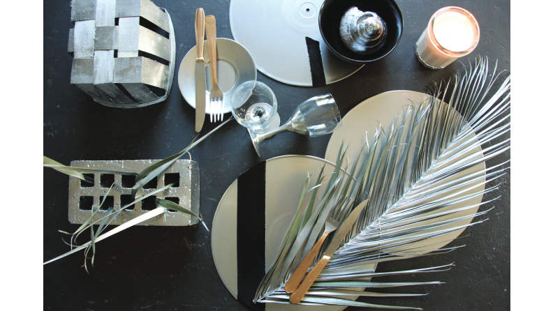 Effet métallisé argent, gris et noir pour réaliser des décorations contemporaines